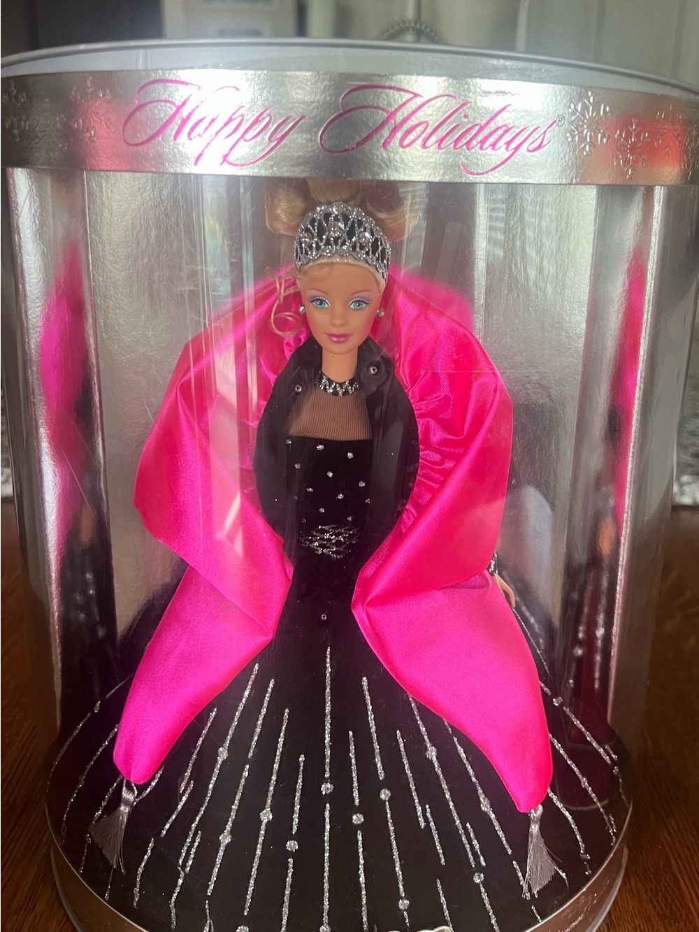 Holiday Fashion Doll in Hot Pink & Black Evening Gown